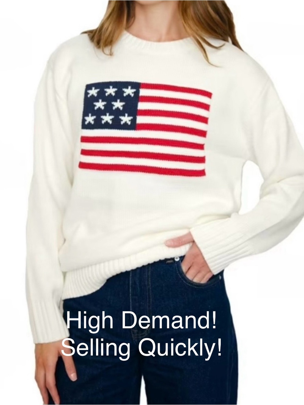Mighty Fine Mighty Fine Women's Americana Flag Sweater July 4th Independence Day - Picture 2 of 10
